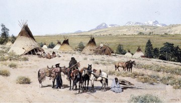  American Canvas - Indian Encampment west native Americans Henry Farny